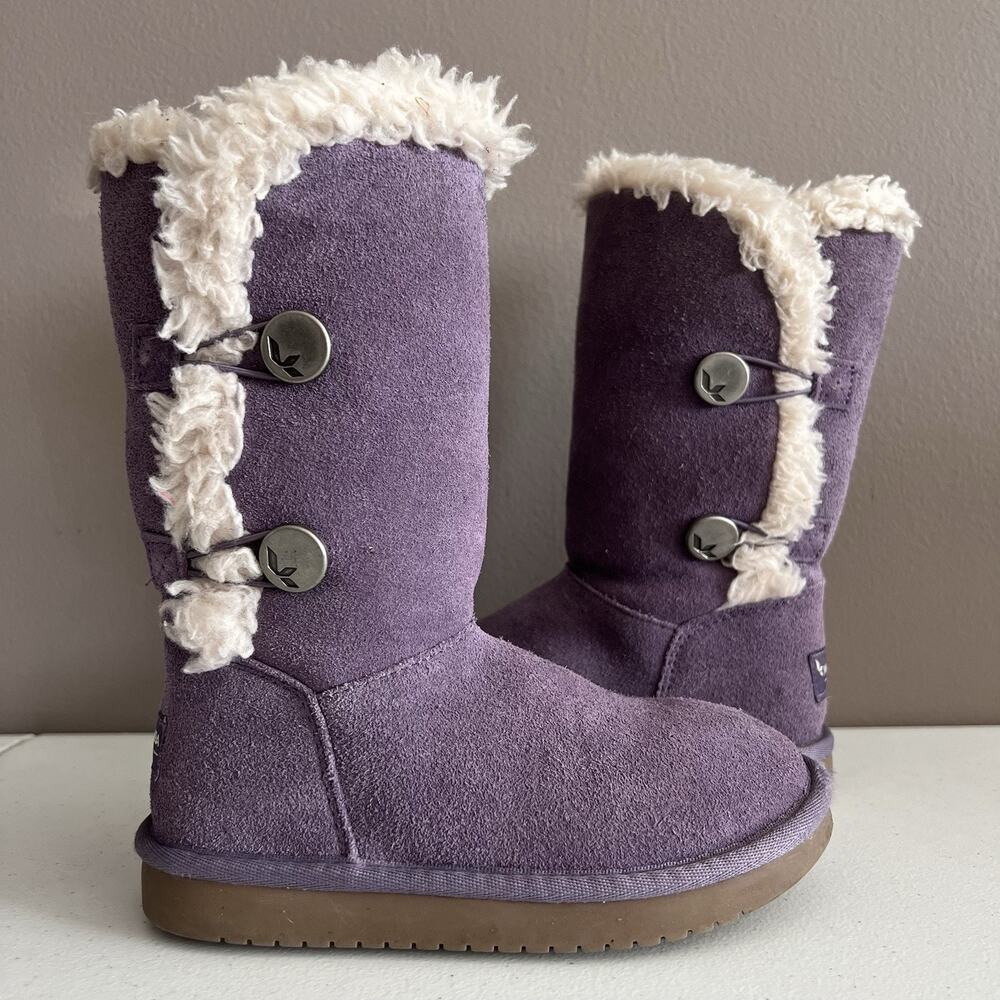 Koolaburra By UGG Kinslei Girl's Size 12 Purple Suede Shearling Boots 1096443